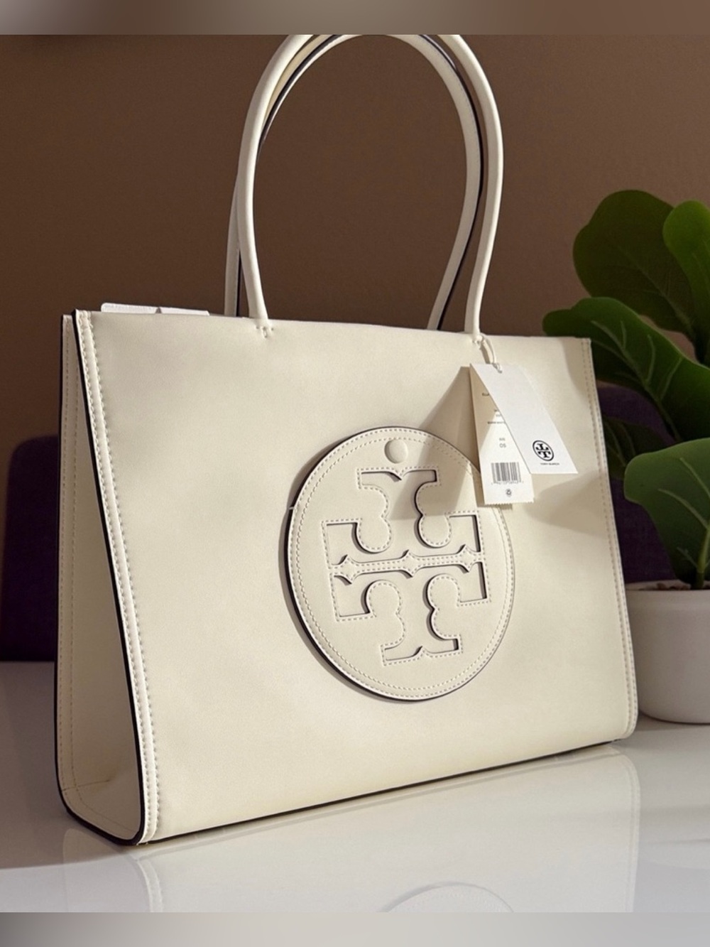 NWT , tory bruch ella bio small tote 145612 warm white